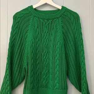 Lauren Ralph Lauren Cable Knit Sweater – Size XS – 100% Cotton – Batwing Sleeve